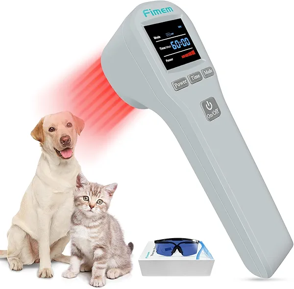 Fimem Cold Laser Therapy Device for Dogs, Infrared Light Therapy for Pain, 2x940nm+2x850nm+16x650nm, Handheld Red Light Therapy Device for Cats Horse, Low Level Light Therapy for Pets HIPS Joint Pain