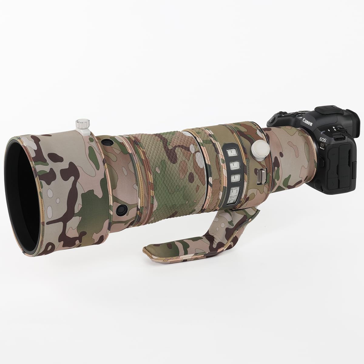 CHASING BIRDS Manteau de protection imperméable camouflage pour Canon RF 100-300 mm F2.8 L IS USM Housse de protection imperméable (désert, avec rallonge RF 1,4X)