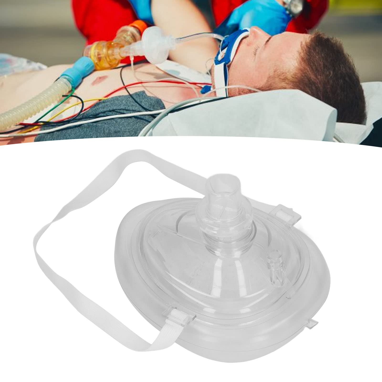Máscara de Rescate de RCP, Resucitador de Bolsillo con Válvula Unidireccional, Silicona, Azul