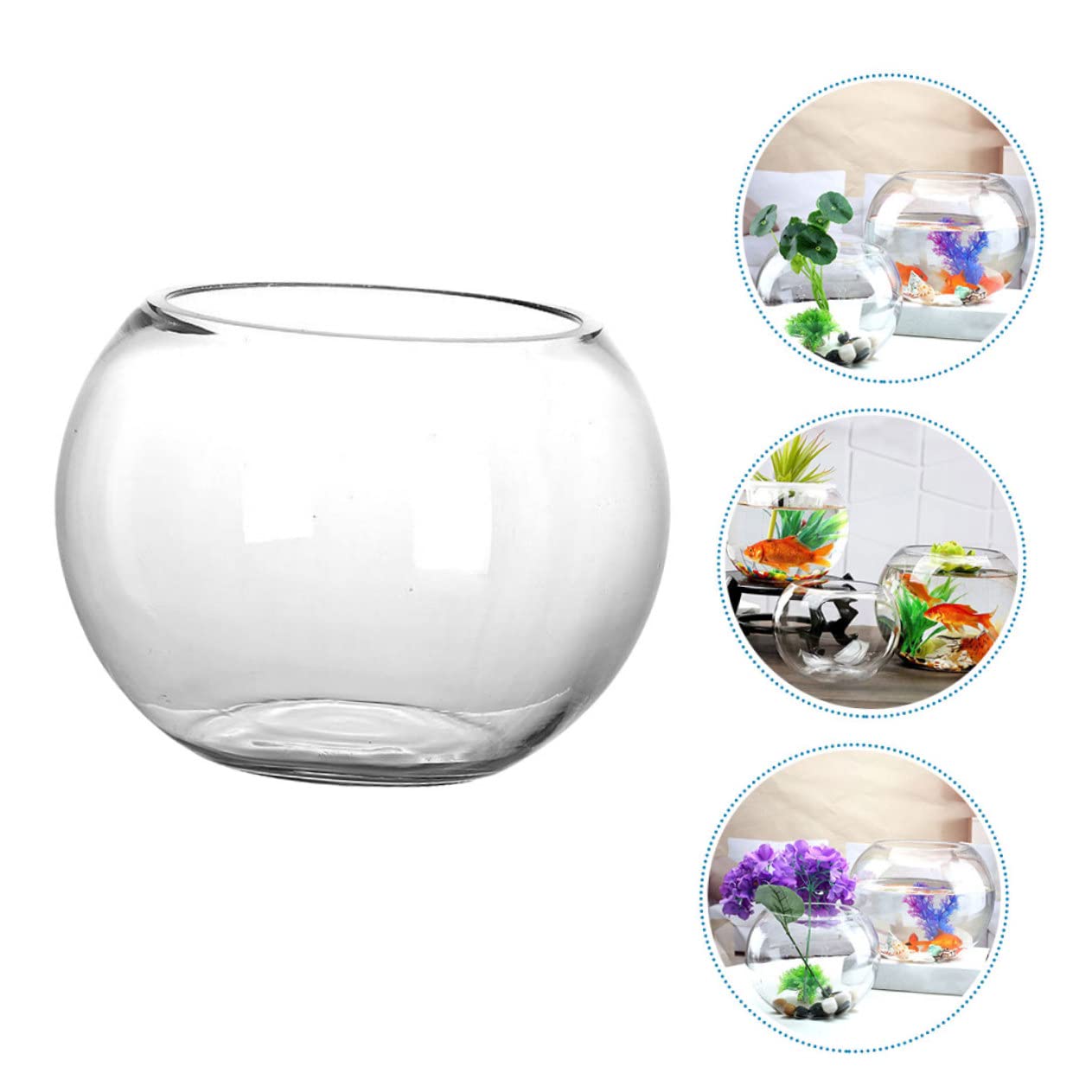 Jarrones redondos para centros de mesa para acuario, jarrón de flores de cristal, jarrones transparentes, jarrón ancho de flores, recipiente para estación de cultivo, velas flotantes, pecera