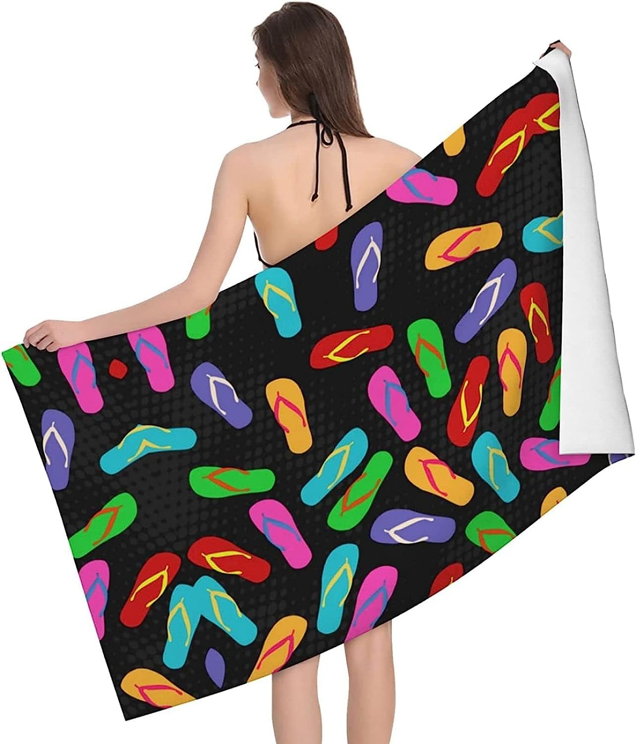 Telo Antisabbia Mare Coperta Da Spiaggia,Telo Mare Microfibra,Perfetto Per Lo Sport, Viaggi, Campeggio, Palestra, Piscina.Telo Mare Grande Ciabatte Da Spiaggia 150 X 200 Cm -6M3Z+H2C