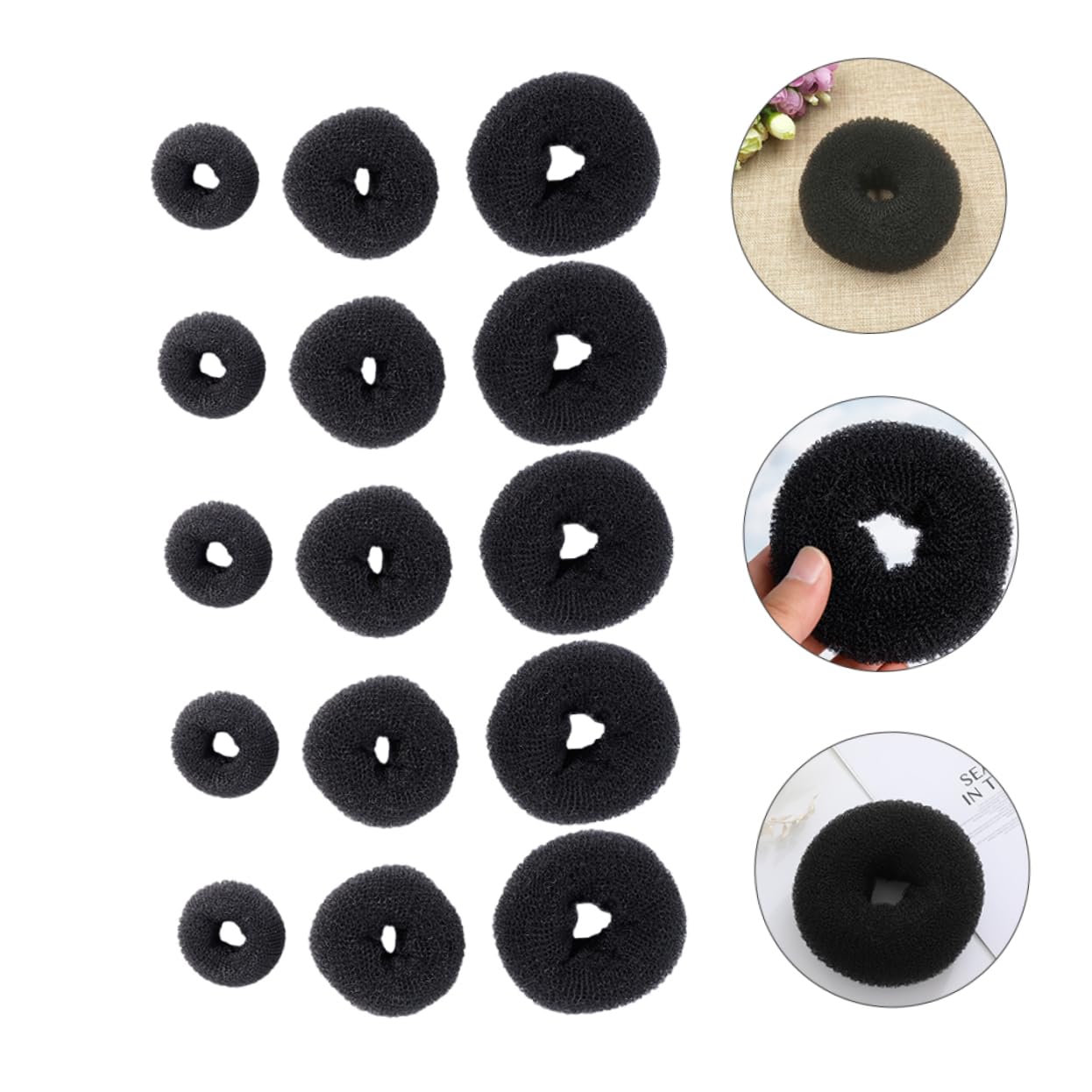 FRCOLOR 45 Stück Haartrockner Haarknoten Schwamm Dutt Haar Donut Shaper Dutt Maker Für Haare Lametta Werkzeug Donut Dutt Shaper Socke Dutt Ring Style Dutt Maker Haar Donut Großer Ring