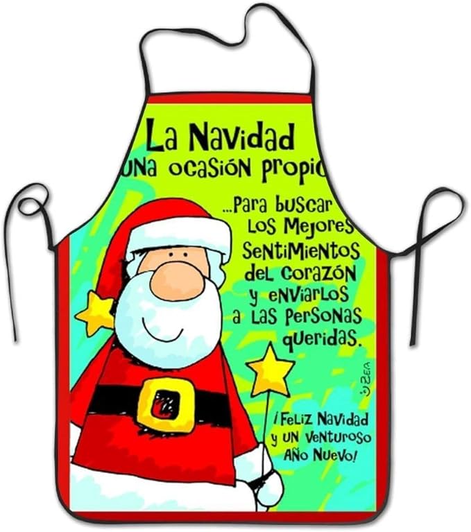 Unisex Premium Chefs Apron Spanish Feliz Navidad Cooking Aprons Home