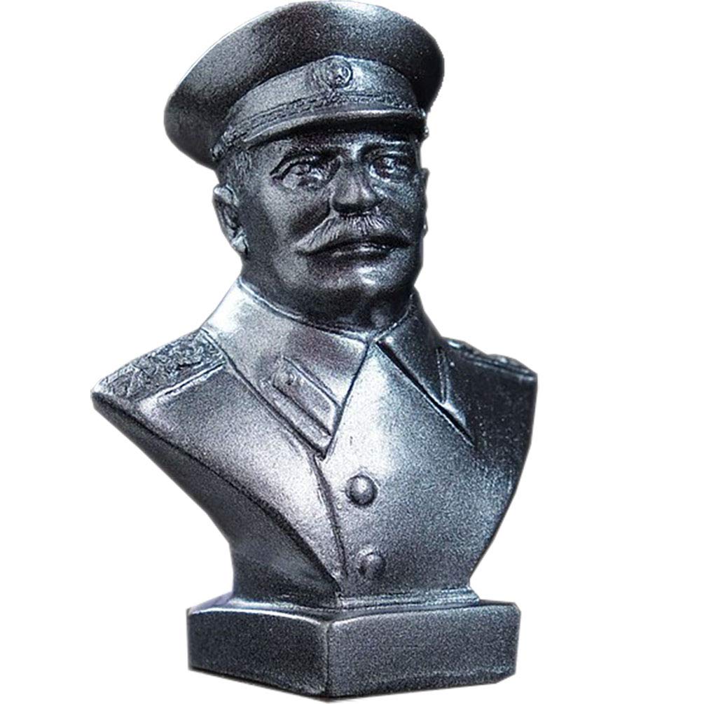 Russian Souvenirs Joseph Stalin Steel Color Bust Sculpture Statue Collectible Art Figurine Figure