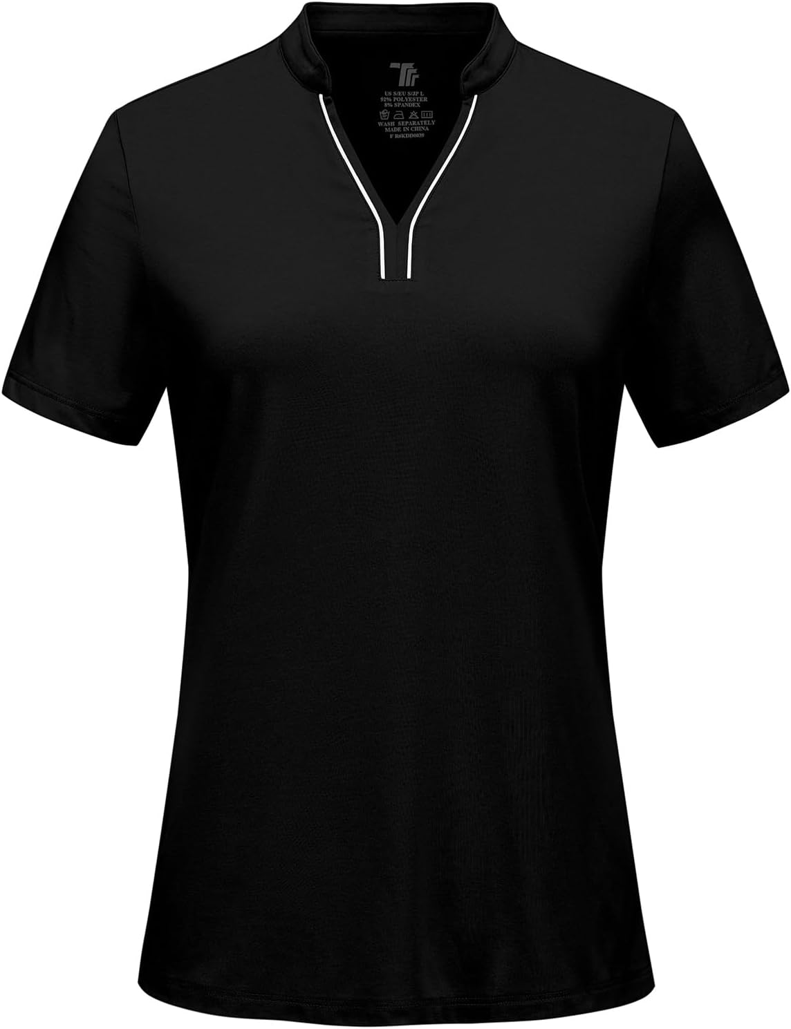 BGOWATU Women's Golf Polo Shirts Short Sleeve Collarless Y-Neck Tennis Tops Quick Dry UPF 50+ Workout Shirt Lightweight