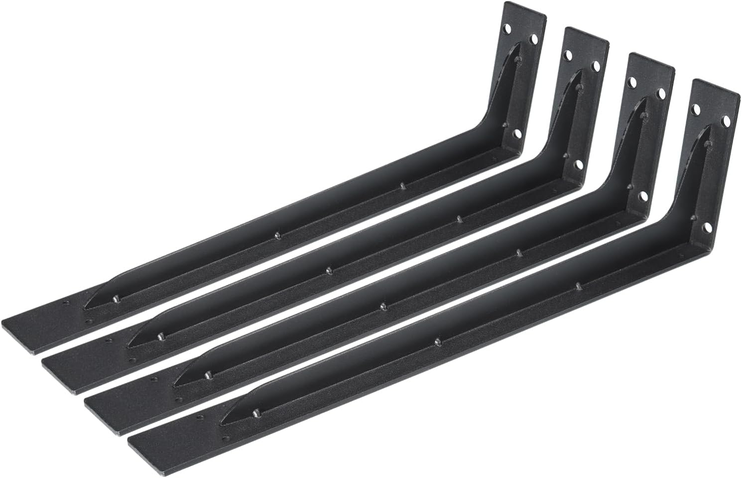 uxcell 4pcs Black Shelf Brackets, 21 in Iron l Shelf Bracket, Wall Mounted Shelf Support Wall Hanging for Table Bookshelf Wood Board Furniture Window, Black
