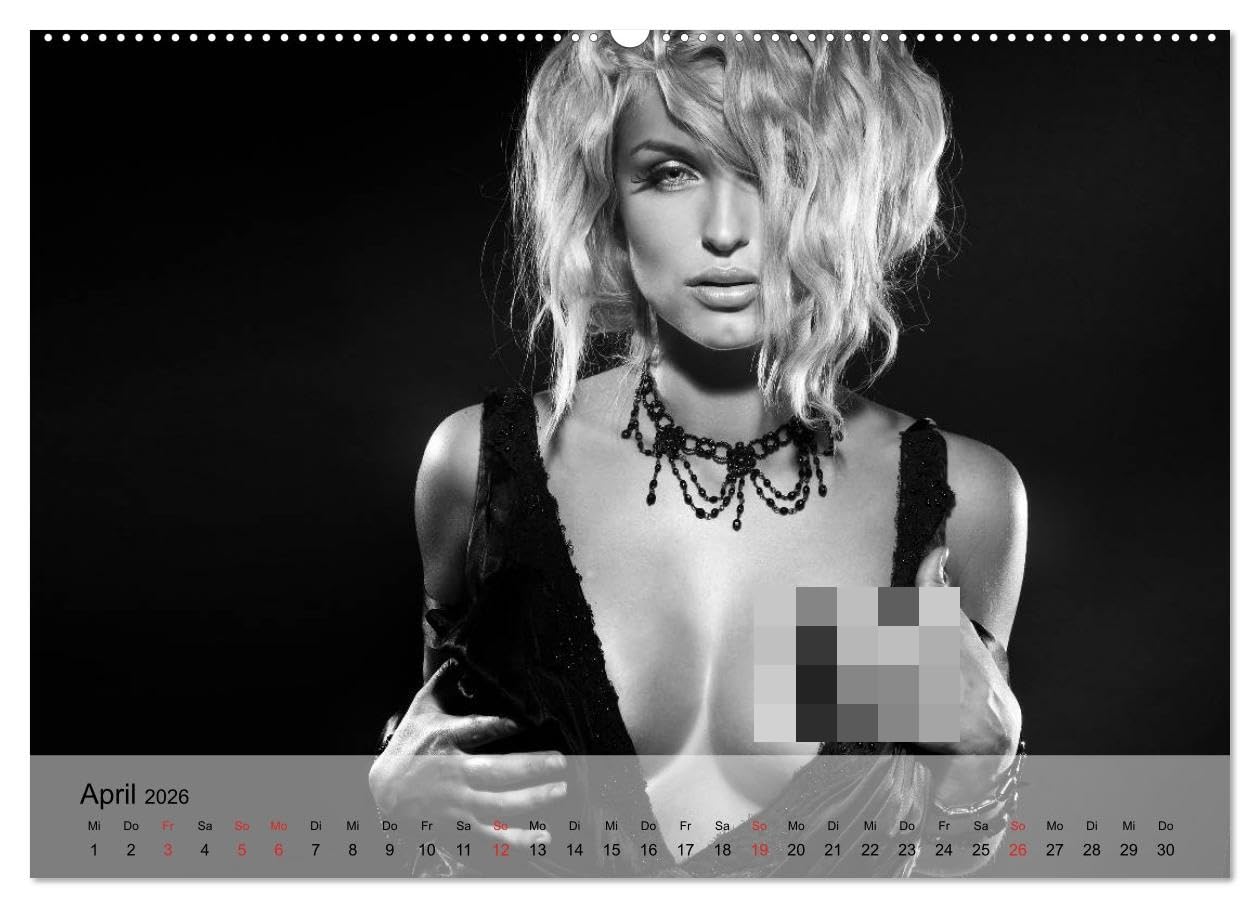 Pure Erotik. Emotionale Momente der Verführung (Wandkalender 2026 DIN A2 quer), CALVENDO Monatskalender: Traumfrauen in schwarz-weiß für sinnliche Stunden (CALVENDO Erotik)