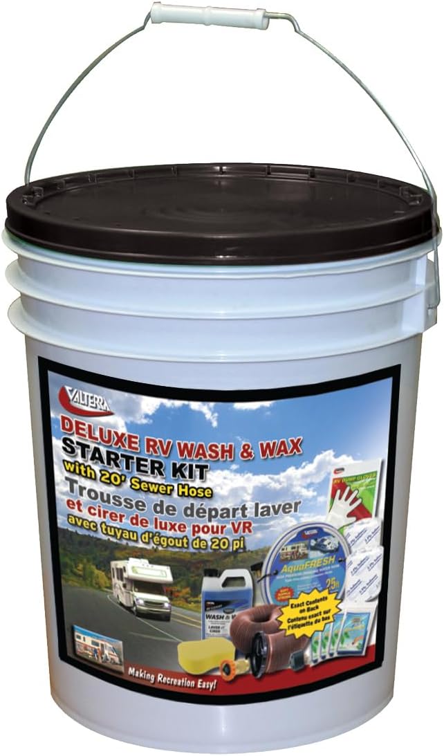 Valterra K88131 Starter Kit (Deluxe RV with Bucket and Wash & Wax Kit),1 Pack, White