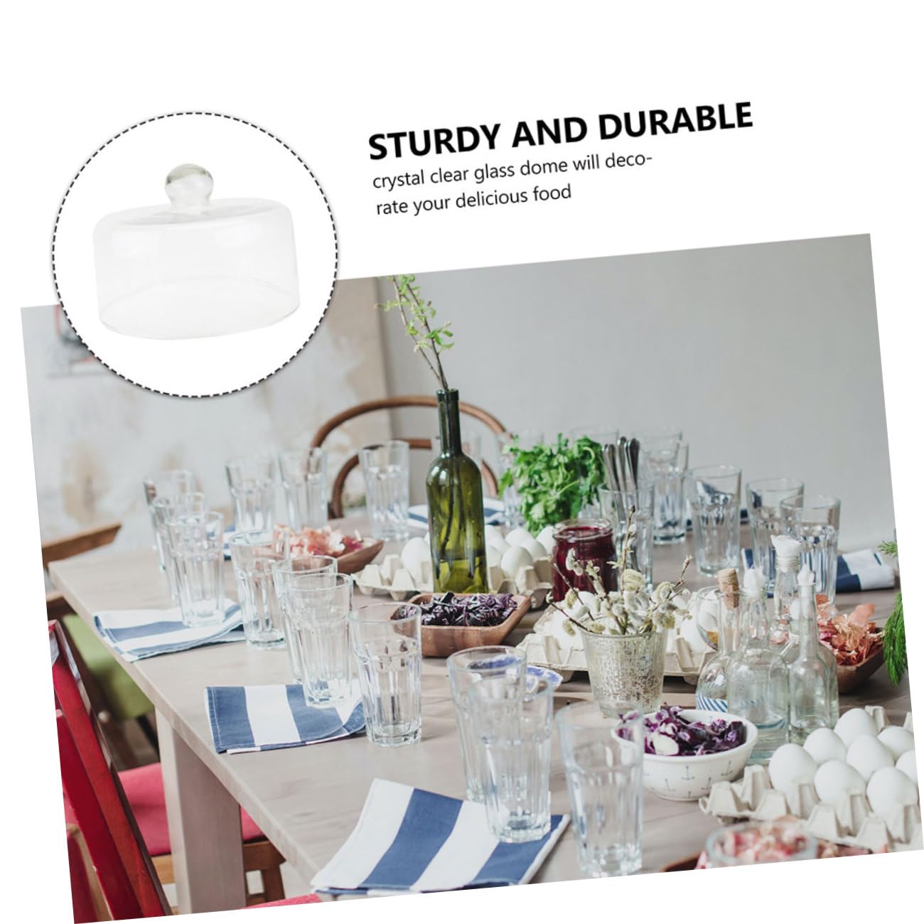 YARNOW Cloche à Gâteau en Verre Réutilisable Support Solide, Couvercle Transparent pour Activités et Fêtes, Accessoire Pâtisserie Professionnel Élégant