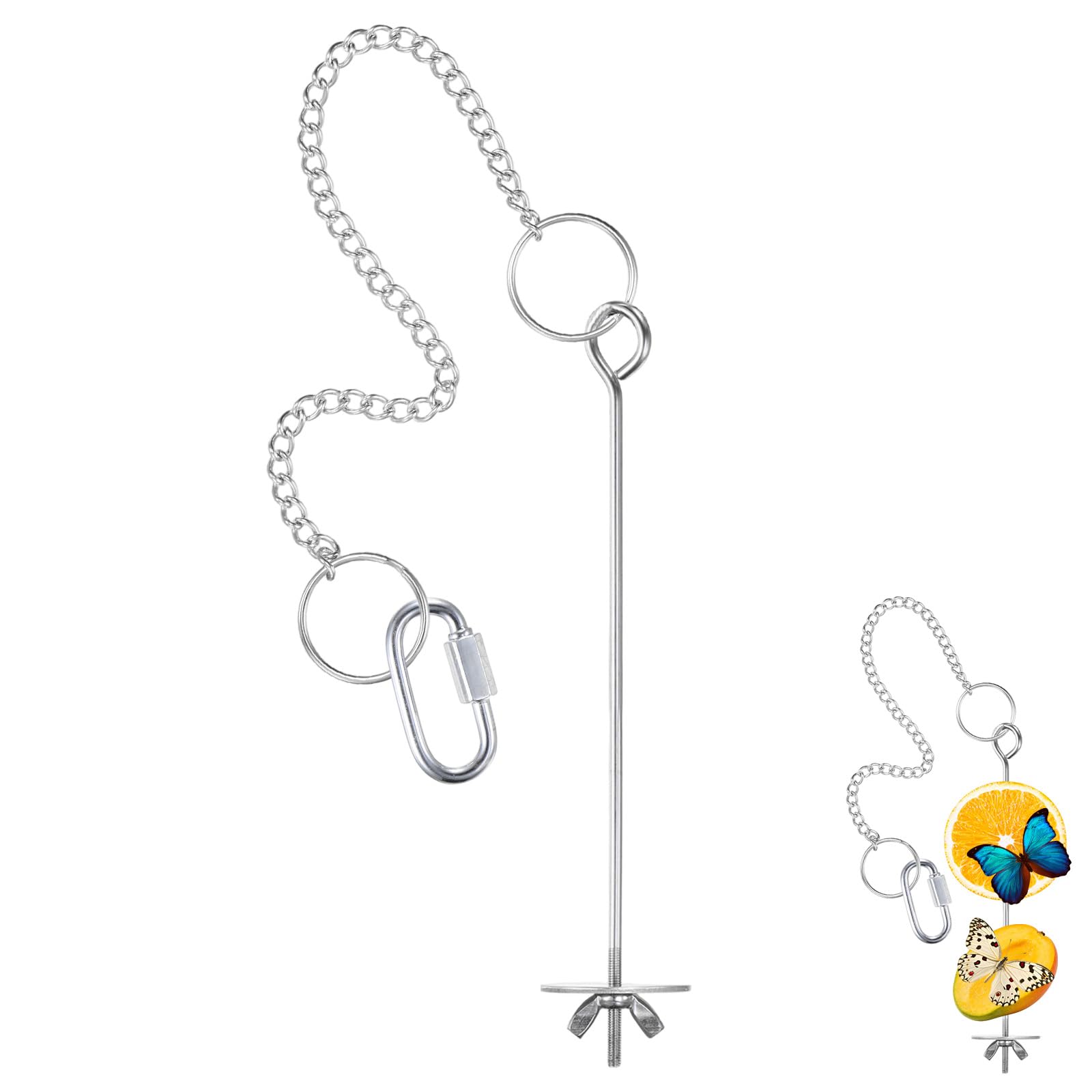 M METERXITY 2-Pack Butterfly Feeders for Outdoors, Stainless Steel Outside Bird Fruit Holder with Chains Hangable Butterfly Feeder Stand for Garden/Backyard/Balcony/Tree [Small]