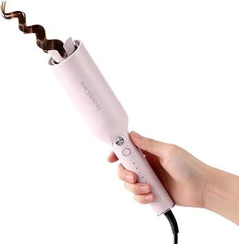 Upgraded Automatic Rotating Curling Iron - CurlPro Plus Long Barrel Curling Wand for Long Hair, Ceramic Hair Curler for Women, Anti-Scald, Tangle-Free, 600M Ionic, Dual Voltage Rose Gold