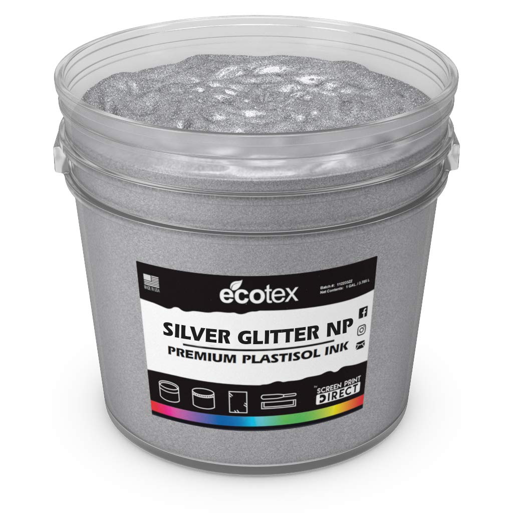 Ecotex Silver Glitter Plastisol Ink for Screen Printing NonPhthalate