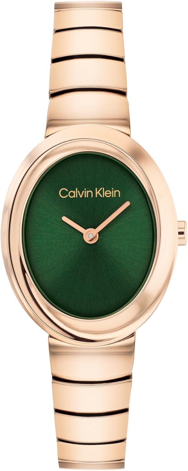 Calvin Klein Women’s Twisted Bezel Quartz Watch - Bracelet, Small Case, Water Resistant Up to 30m - Modern, Versatile Timepiece - Gift for Her 24mm