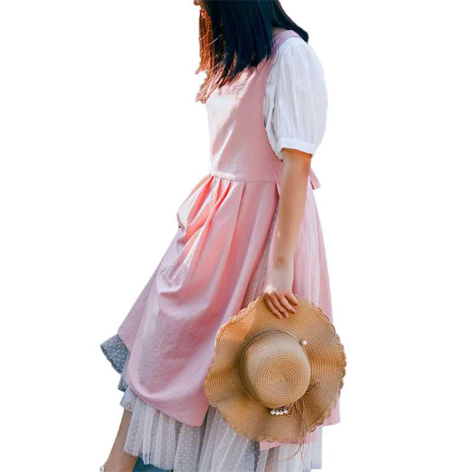 Tablier cuisine femme lin coton fendu robe col V pour artiste peintre pâtisserie