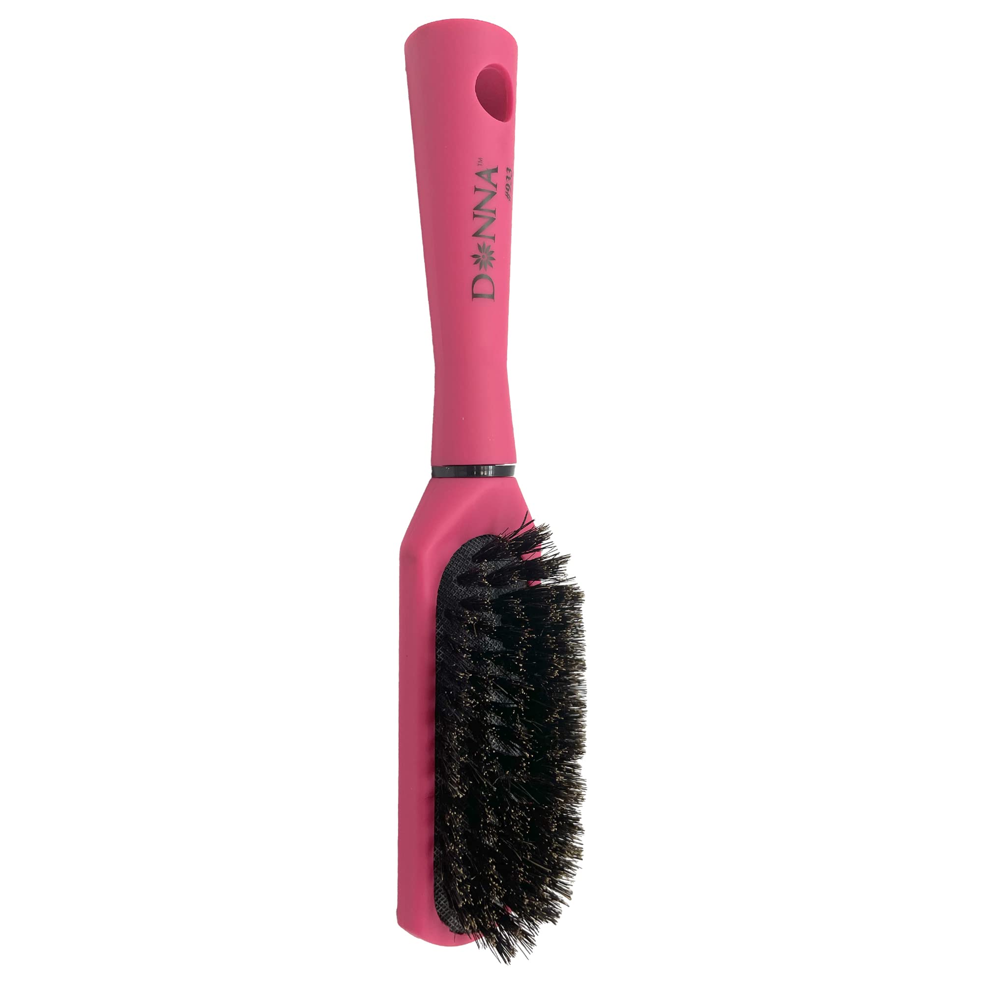 Donna Boar Styling Brush – Soft Boar Bristles for Women’s Hair, Lightweight Handle for Gentle Detangling, Smooth Finishing & Everyday Styling, Pink