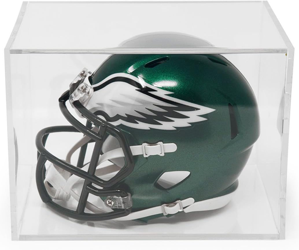 BallQube Mini Helmet Display Case for Autographed Replica Keepsake, 7 Inch, Clear for Football, Baseball, Racing Helmet Cube