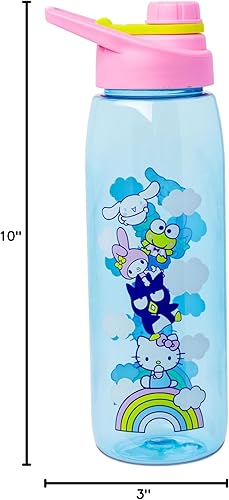Miniatura 7 de Silver Buffalo Sanrio Hello Kitty and Friends on a Rainbow con Badtz-Maru, My Melody, Keroppi y Cinnamoroll botella de agua con tapa de rosca, 28