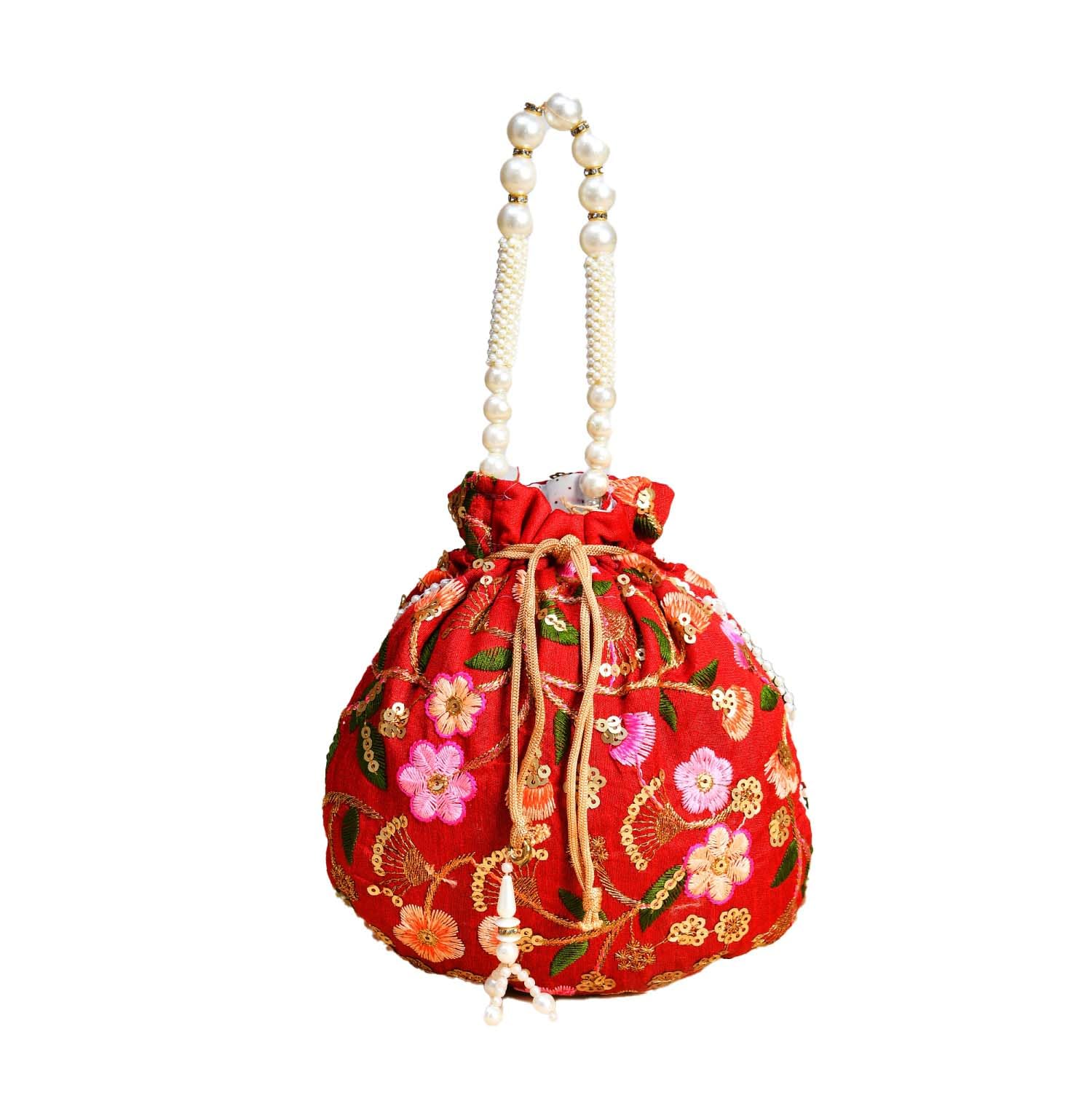 Kuber Industries Potli|Silk Wedding Potli|Christmas Gift Potli|Baby Shower Potli|Traditional Shagun Potli|Drawstring with Beads Handle Potli|New Flower Embroidery Potli|Maroon (B0CPFNBQNH) Amazon Price History, Amazon Price Tracker