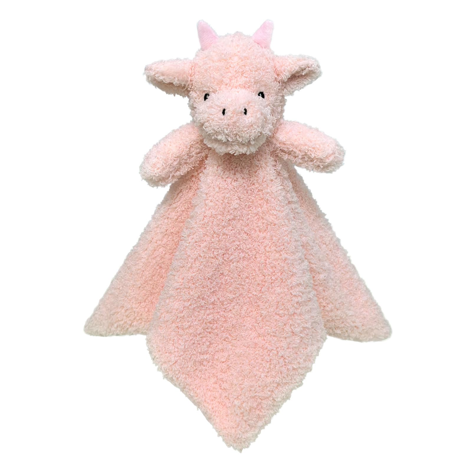 Baby Pink Dragon Soft Stuffed Animal Security Blanket, Plush Dinosaur Character Lovey Blanket, Baby Shower/Nursery Gift, Newborn Infant Toddler Snuggle Blankie for Boys Girls, 14 Inches
