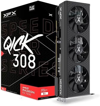 XFX Speedster QICK308 Radeon RX 7600 Black Gaming Graphics Card 8GB GDDR6 HDMI 3xDP AMD RDNA 3 RX-76PQICKBY