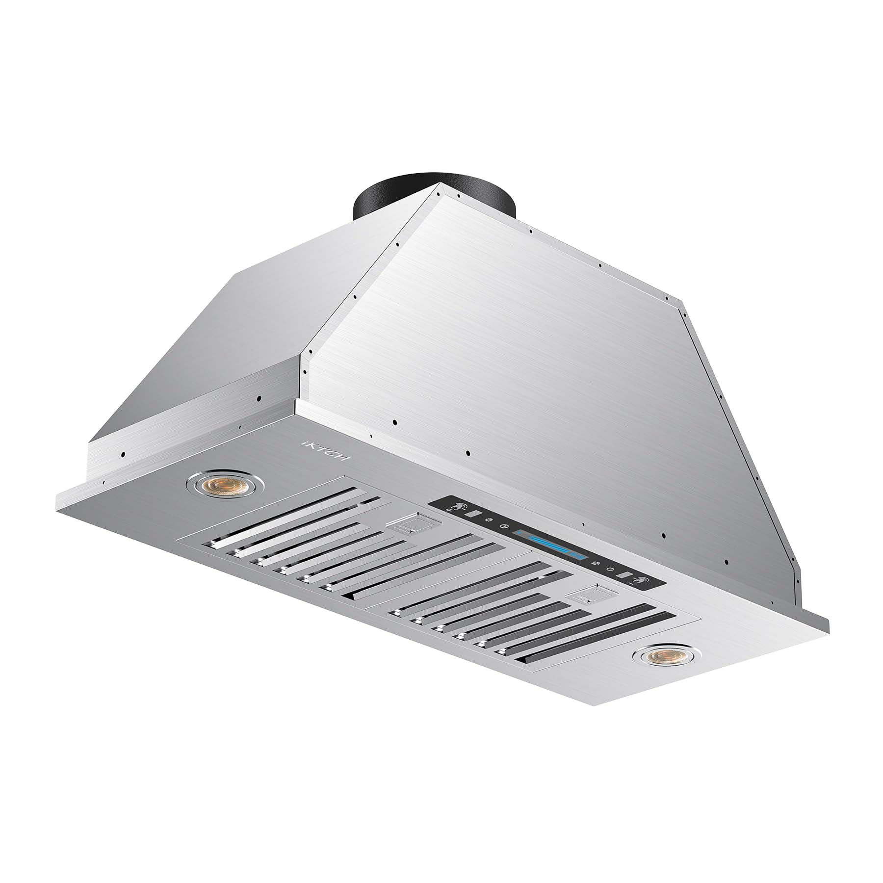 IKTCH 30 inch Insert Range Hood, 390 CFM Low Noise Kitchen Vent Hood, Ducted/Ductless Convertible Duct, Stainless Steel vent hood with 4 Speed Gesture Sensing&Touch Control Panel