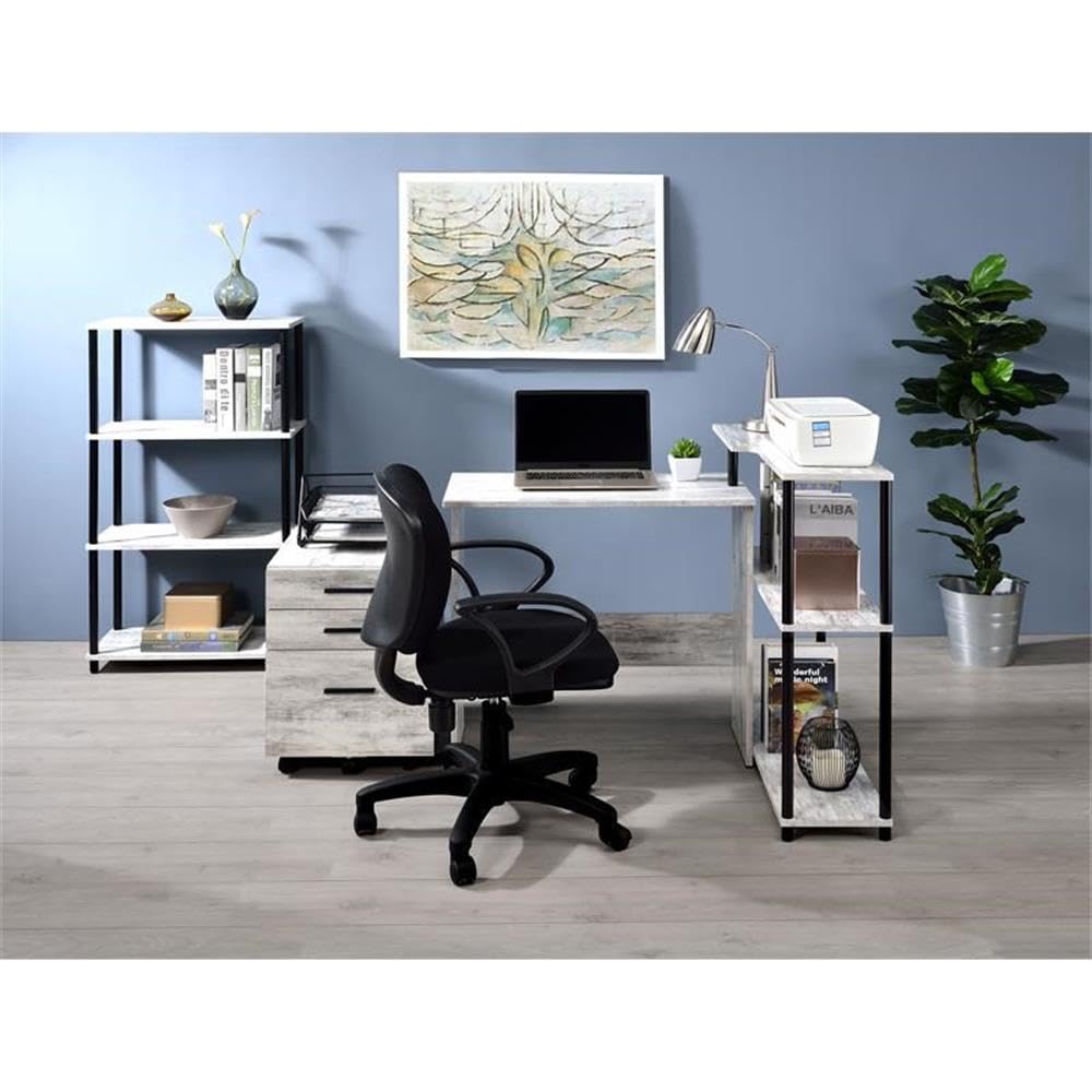 Acme Furniture Nypho Bookshelf, Weathered White and Black : Amazon