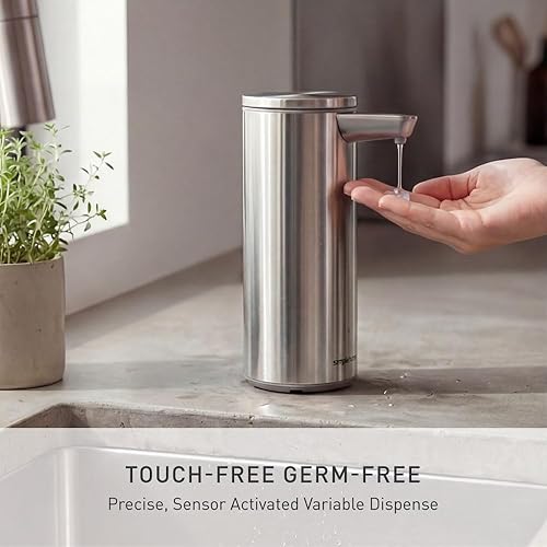 Miniatura 3 de simplehuman Bomba de sensor recargable automática sin contacto de 9 oz, acero inoxidable cepillado, nuevo