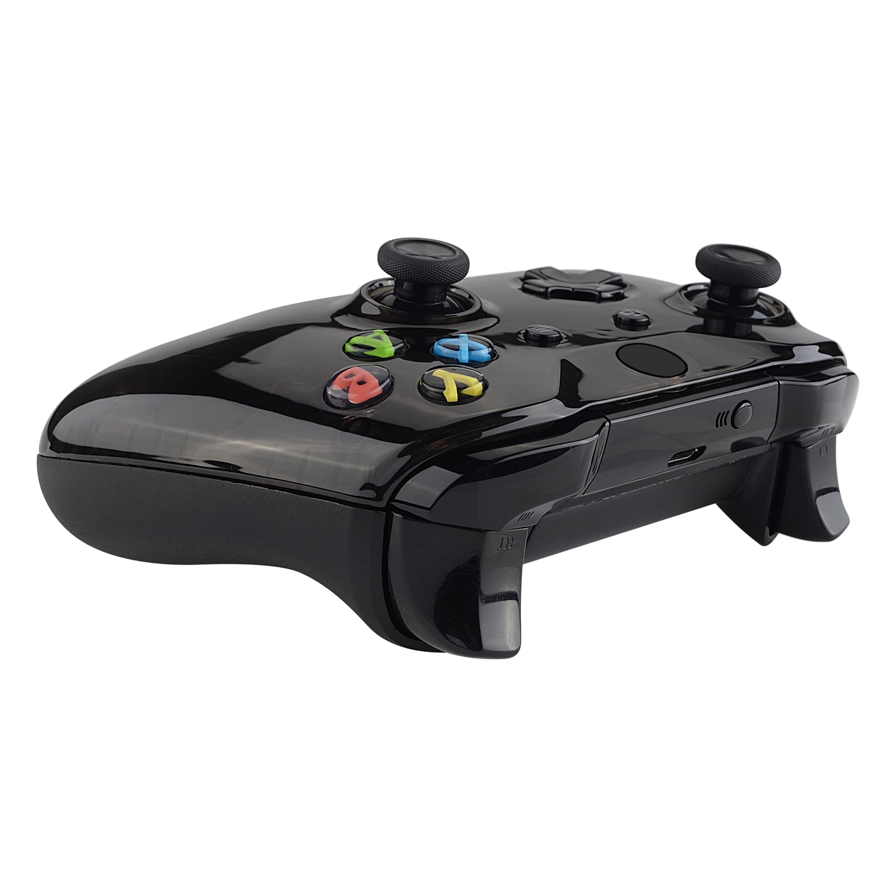 eXtremeRate Cover Custodia per Xbox One S X Joystick Model 1708,Copertura Frontale Guscio DIY Pezzo di Ricambio per Xbox One S X Controller-Trasparente Nero Cristallo