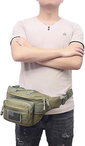 Miniatura 5 de Cangurera táctica militar, bolsa de cintura con correa ajustable para acampar, senderismo, caza