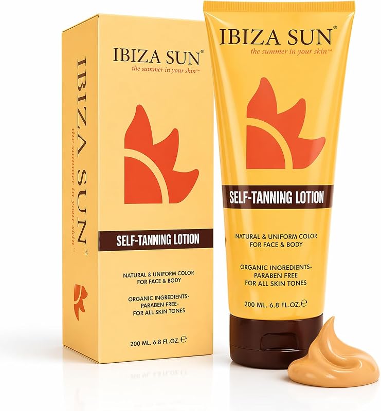 Loção autobronzeadora Ibiza Sun com DHA de cana-de-açúcar, vitamina E, sem fragrância e sem parabenos