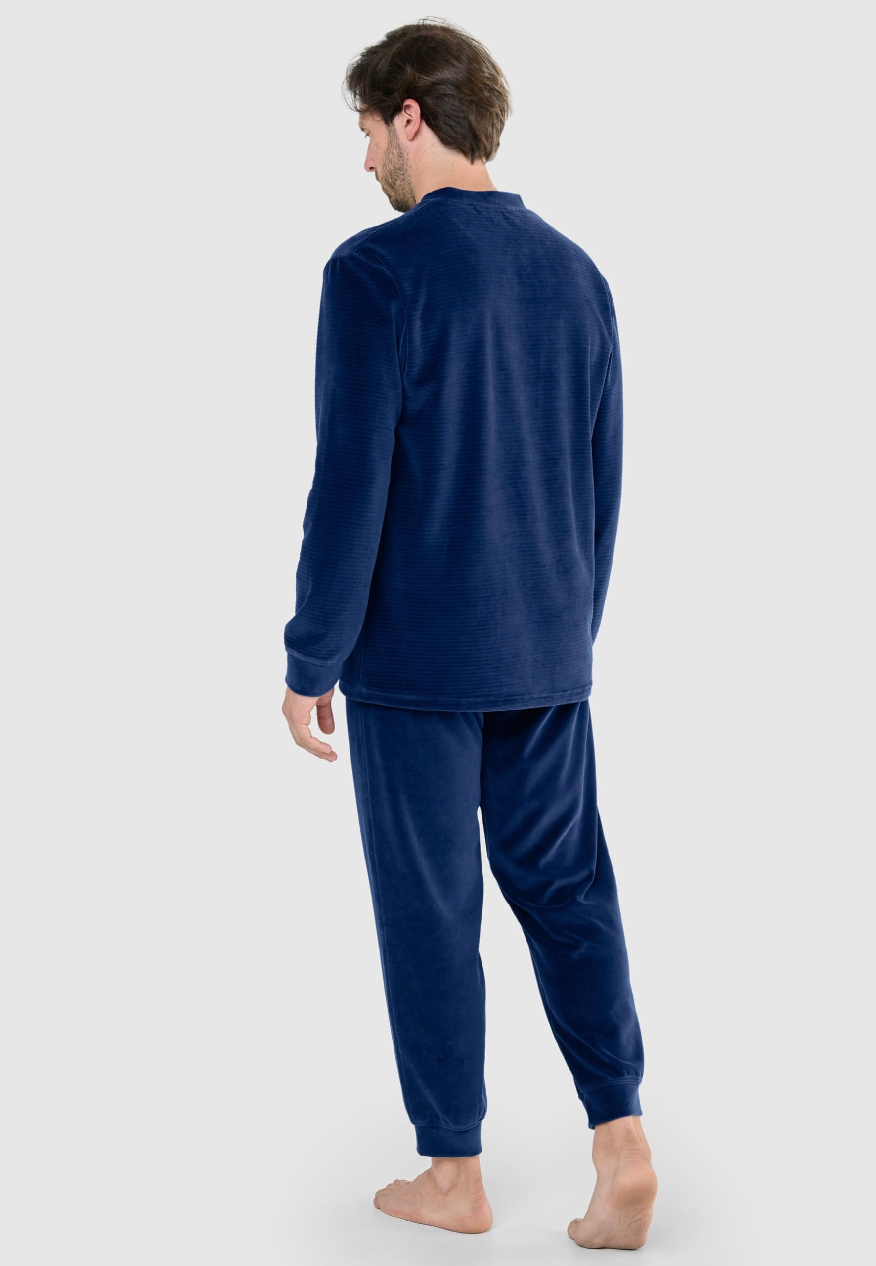 El Búho Nocturno Pijama Hombre Invierno Polar Conjunto Dos Piezas - Franela Algodón o Terciopelo - Manga Larga Abrigado Calentito Bolsillos Cómodo