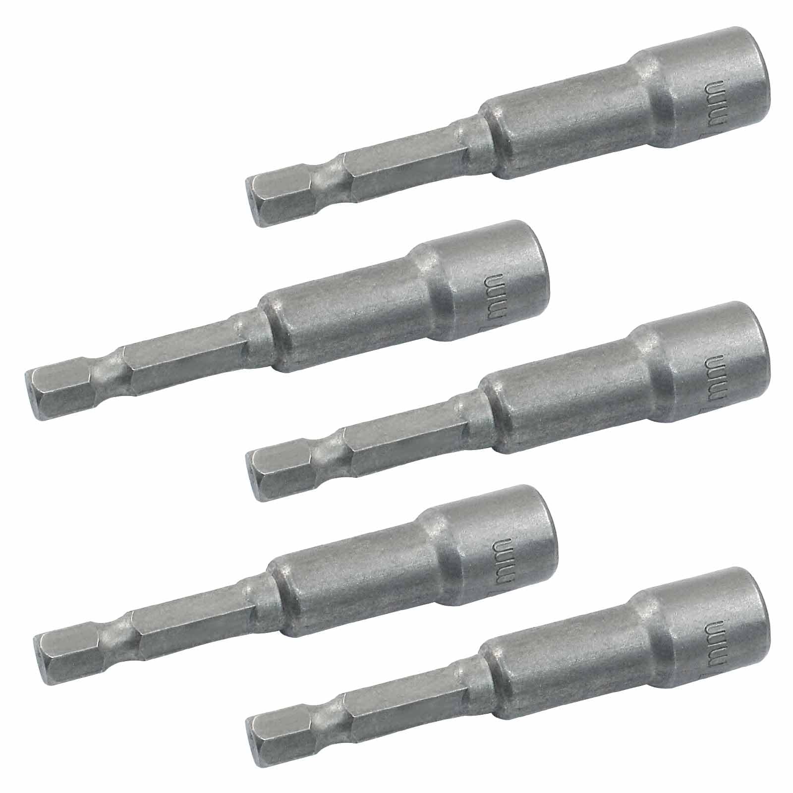 Aracombie 5Pcs Nut Driver Bit, 7mm / 9/32 Inch Quick-Change Nut Setter Bit Set, 1/4 Hex Shank, Socket Adapter Hex Nut Driver Set, 65mm Length