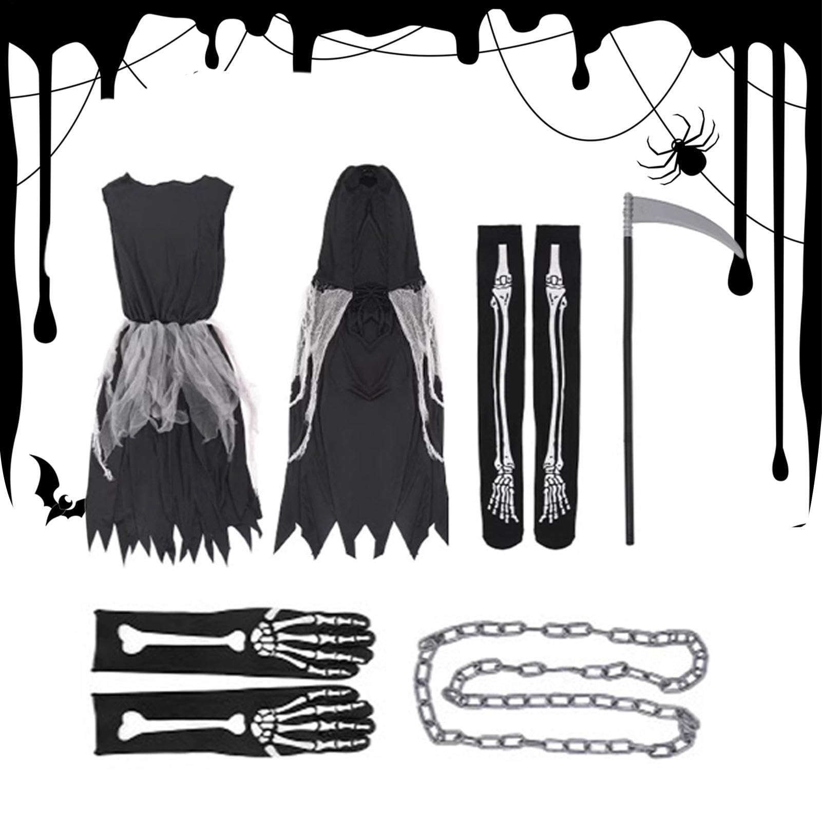 Disfraz de Halloween para Niños y Niñas Capa Espeluznante con Capucha y