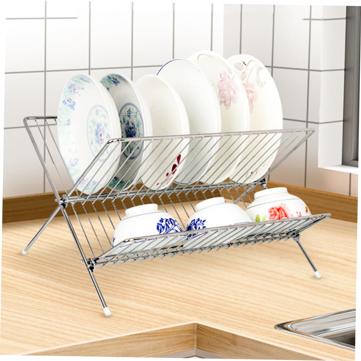 Zerodeko 1pc Kitchen Storage Rack Dish Racks for Kitchen Counter Draining Bowl Dish Organizer