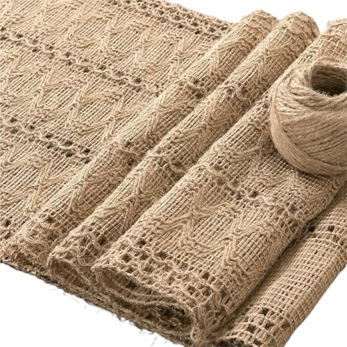 Camino de Mesa macramé arpillera Hueca 30 x 180 cm, decoración rústica Comedor Yute for Cocina, hogar, Boda o Fiesta para Decoración De Bodas