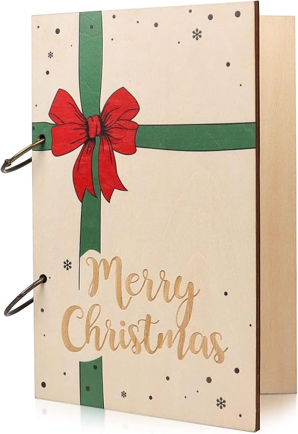 Giiffu Christmas Card Keeper, Wooden Christmas Binders