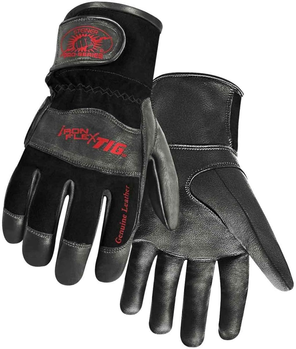 Steiner 0265 Pro-Series IronFlex TIG Premium Kidskin TIG Welding Gloves, Reverse Kidskin Back, Adjustable Cuff, Large