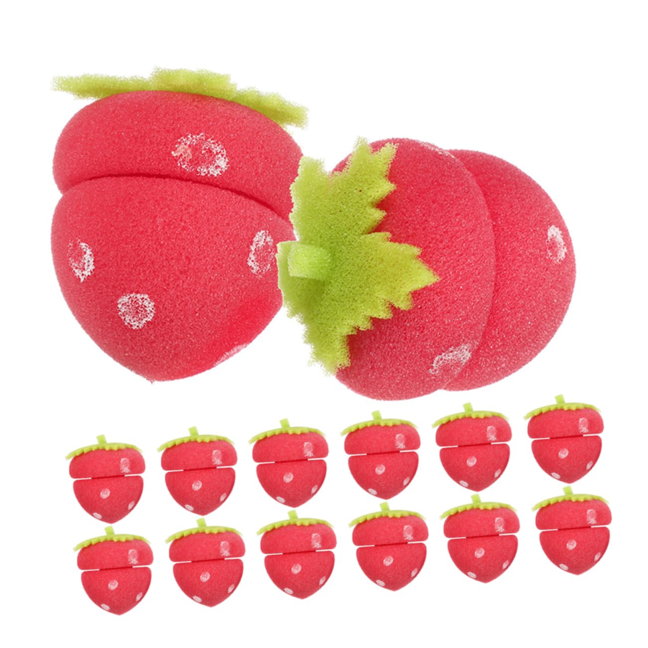 Ipetboom 24Pcs Sponge Hair Rollers Strawberry Curling Tools for Hair Lightweight and Portable Hair Styling Accessories for Overnight Curls and Quick Hairstyles