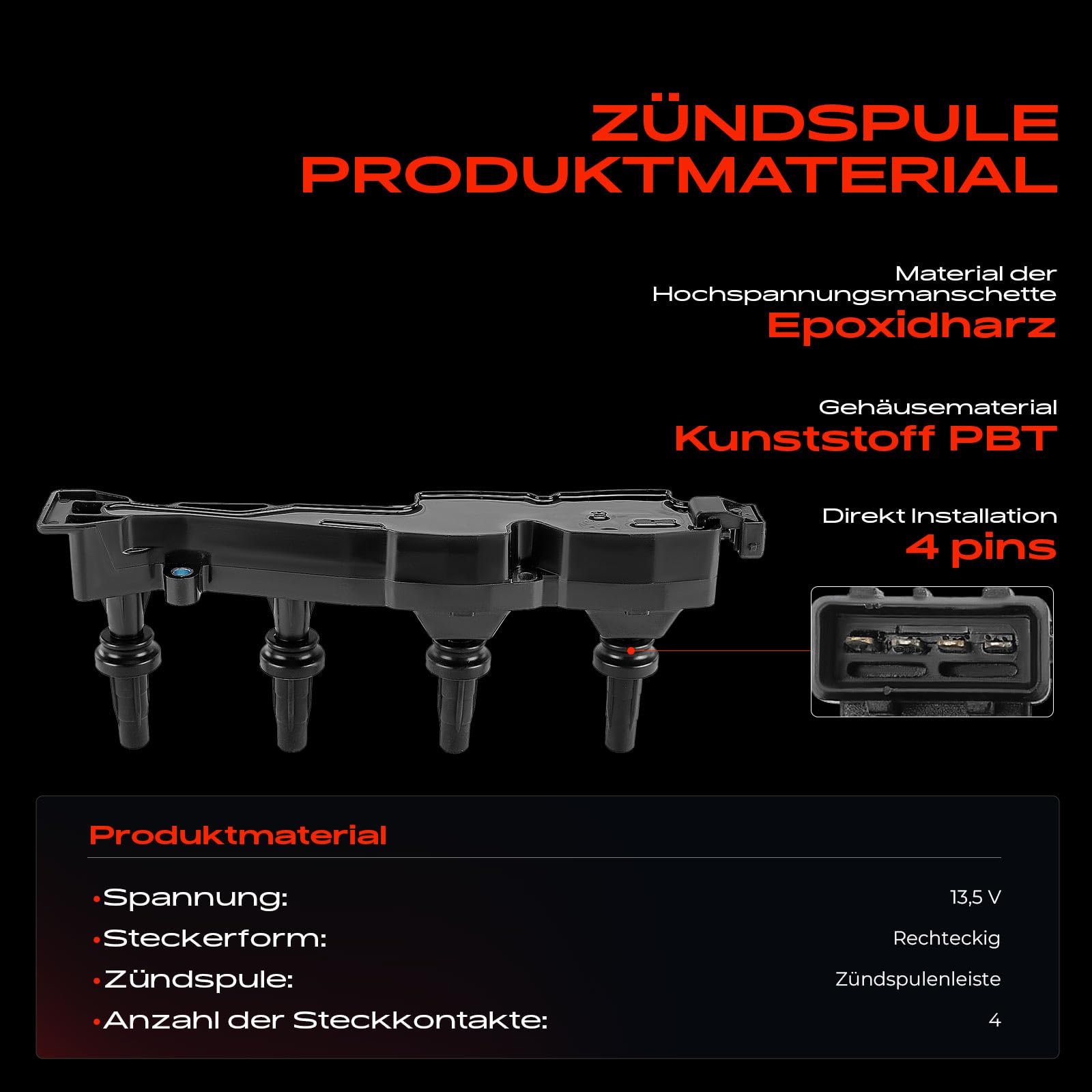 Frankberg bobina di accensione + 4 candele a 4 Poli 96213086 | Compatibile con: Saxo S0 S1,106 II 1A 1C