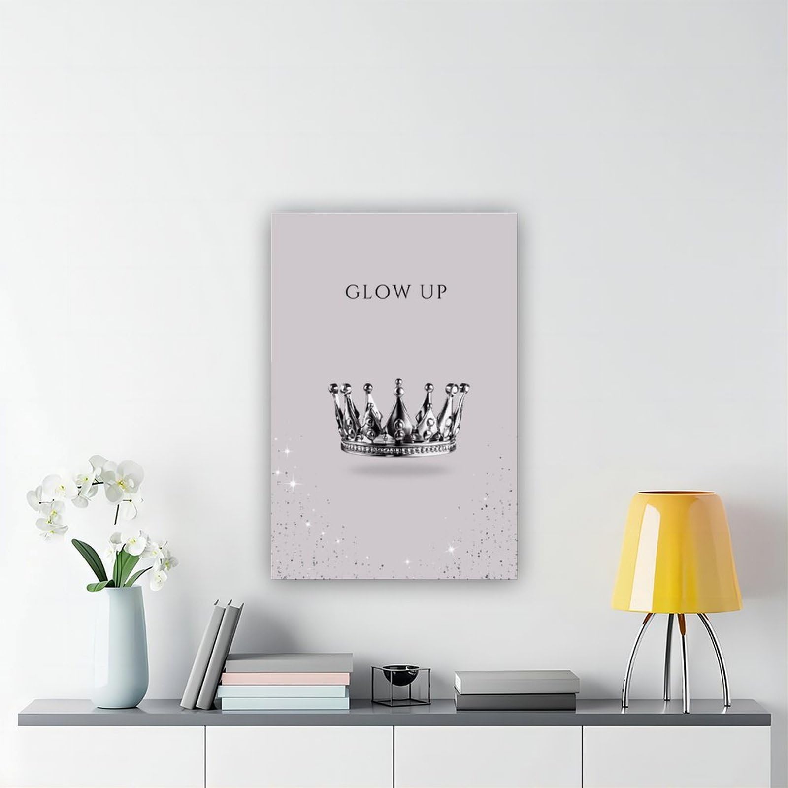 WRTYVE Poster su tela con corona d'argento per camera da letto, decorazione regalo