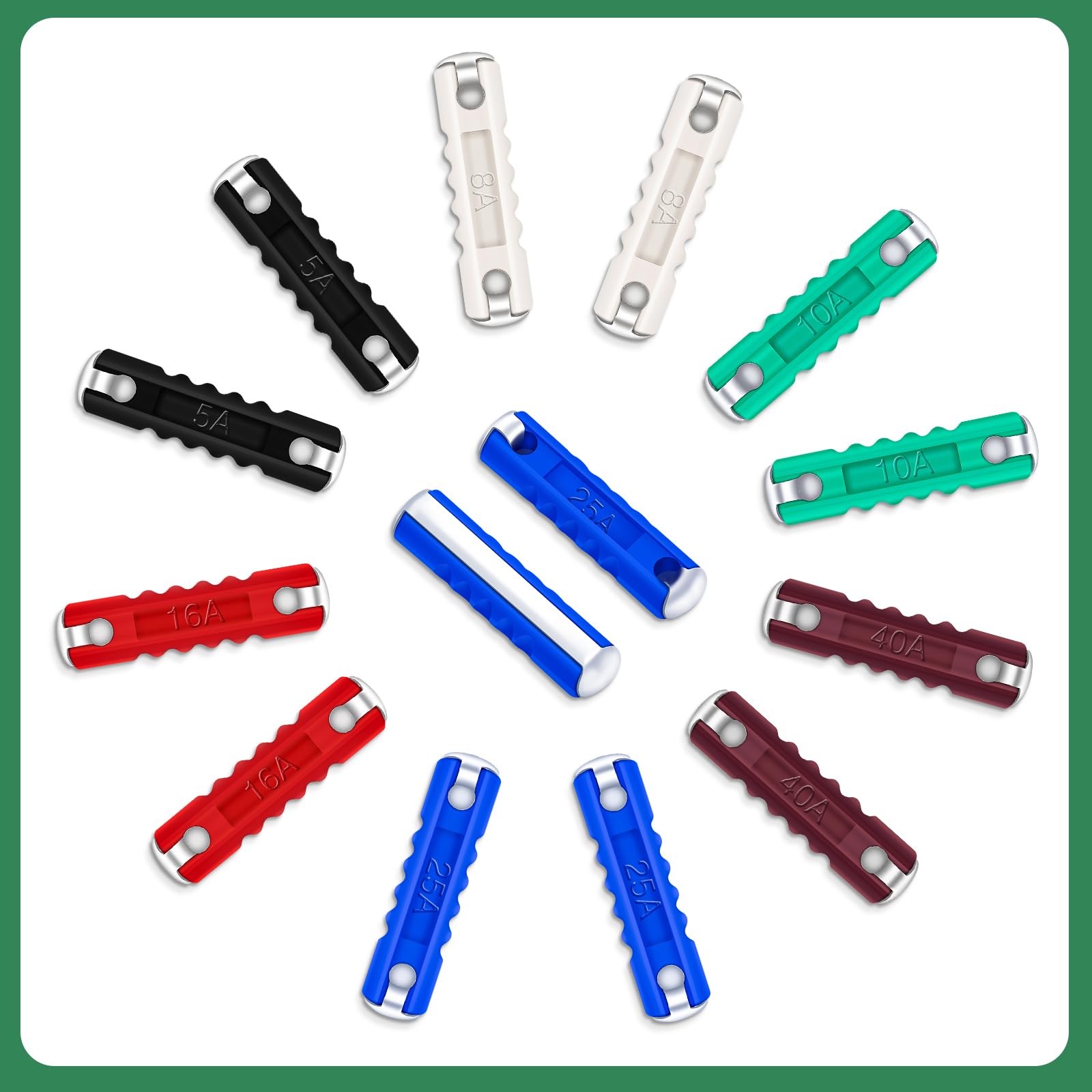 Set di 60 fusibili a cartuccia, Bolatus fusibili siluro 5A 8A 10A 16A 25A 40A set di fusibili auto per veicoli europei auto d'epoca