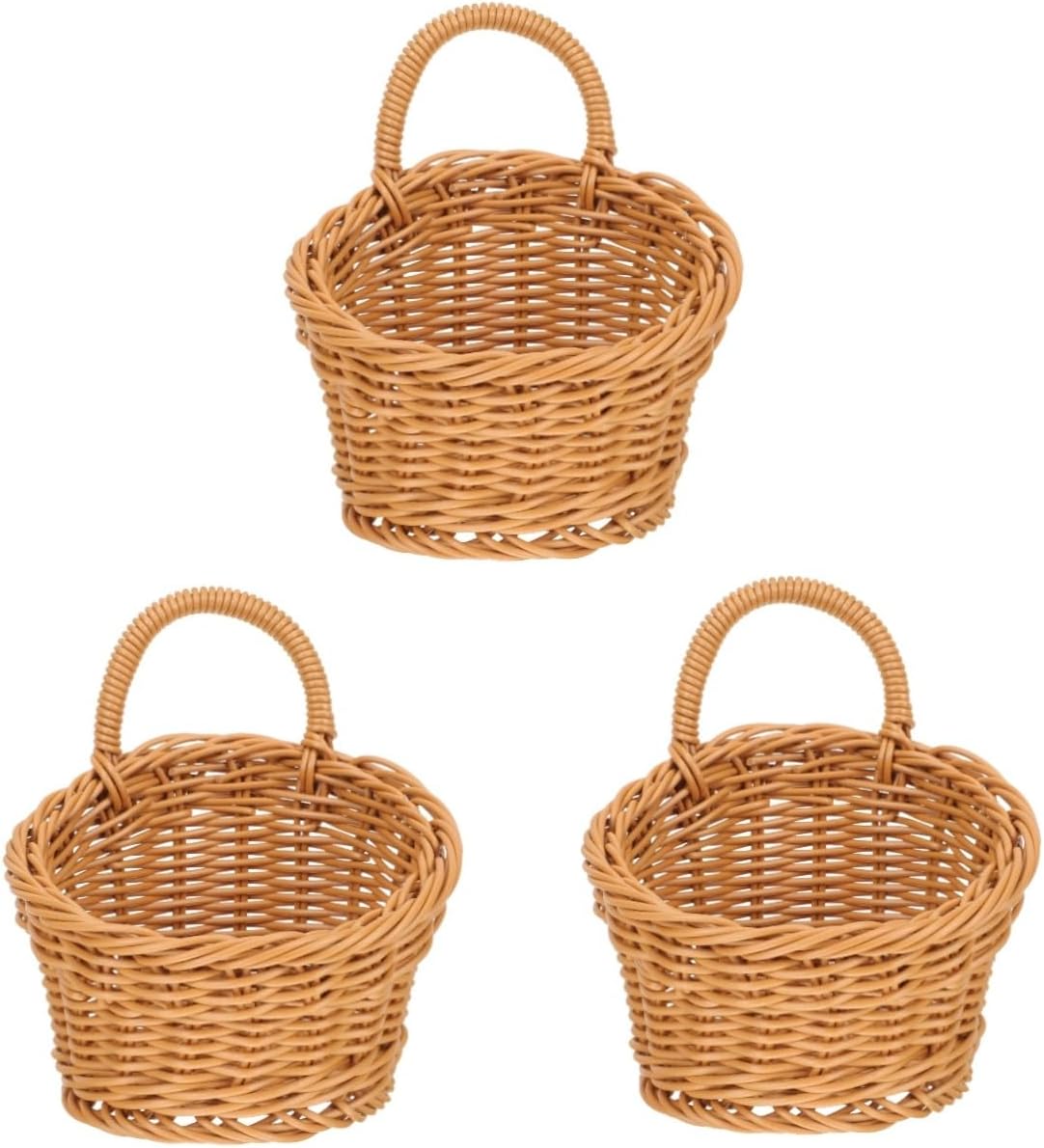 Cabilock 3pcs Hanging Woven Basket Boho Wall Baskets Decor Long Storage for Kitchen Rope Wall Storage for Decor