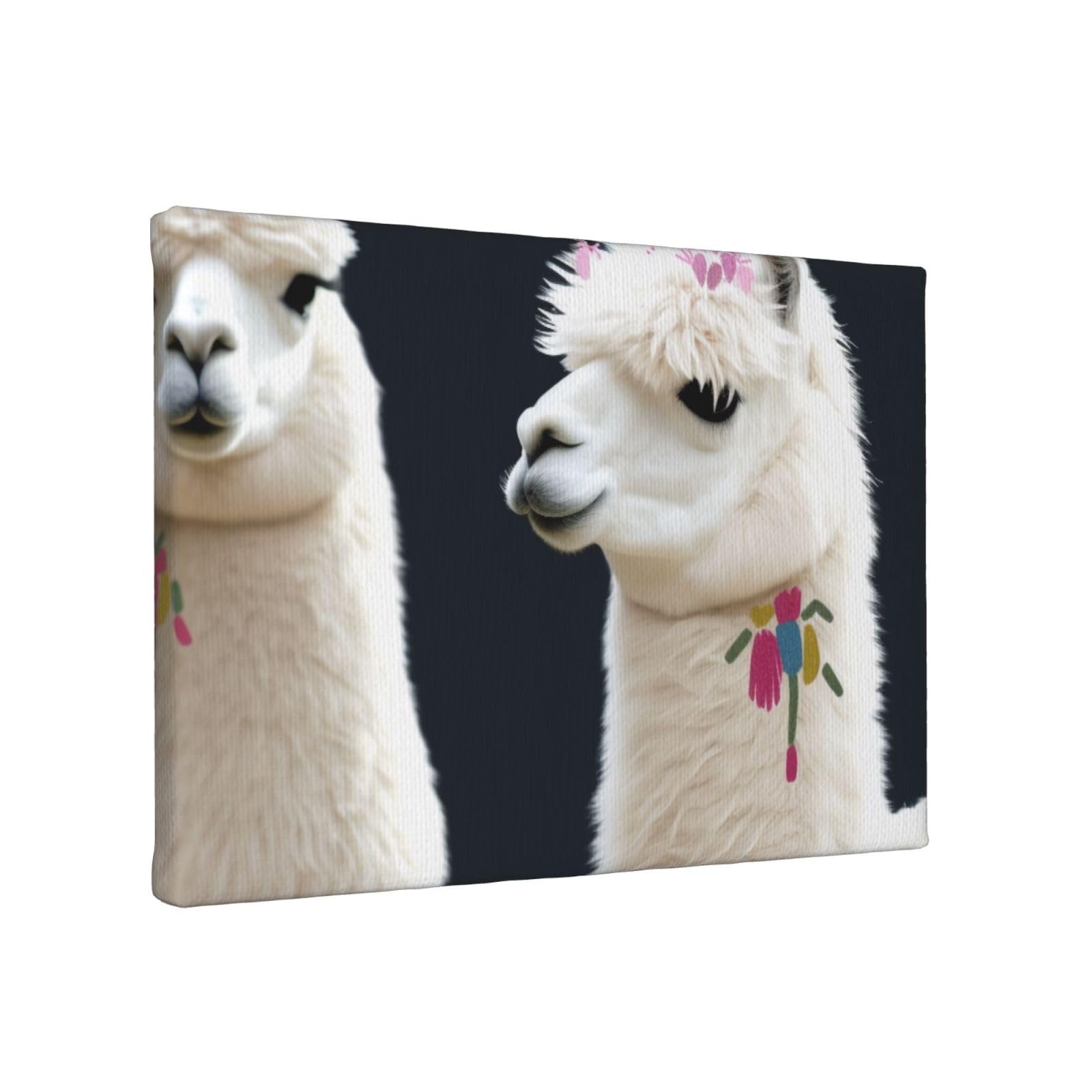 YKLJG Alpaca Llama Printed Wall Art Canvas Painting 30x20 CM Wooden Framed Picture Painting Artwork Prints for Bedroom Kitchen Home Office Decor