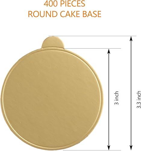 Miniatura 2 de CYEAH 400 mini tablas para tartas, tableros redondos de 3 pulgadas de mousse dorados, bases de mini tartas, cartón para cupcakes, postres, cartones