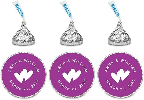 Miniatura 8 de Andaz Press Etiquetas personalizadas de gota de chocolate para boda, nombres y fecha redondos, madera rústica, paquete de 240, personalizadas, para