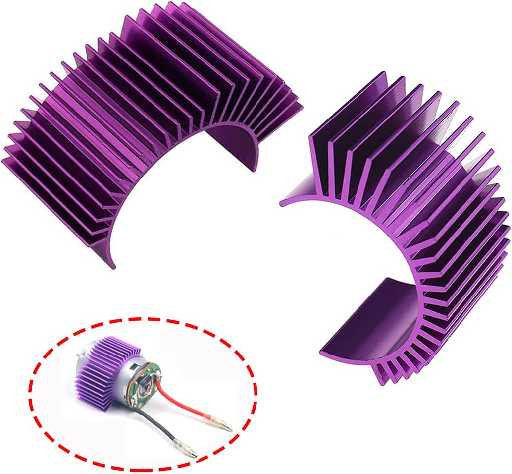 JFtech2pcs Purple Alloy Electric Motor Heat Sink 540 550 Brushless Motor Heatsink Cooling Fins for RC HSP Tamiya Traxxas 1/10 Car Truck Buggy Crawler