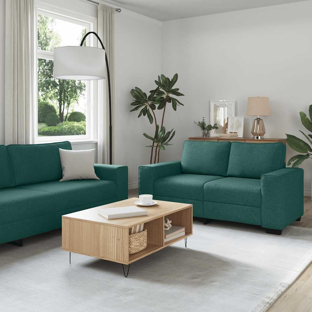 Juego de sofá de 3 piezas con cojines, tela verde oscuro, incluye 2 plazas, 3 plazas y sillones, estructura resistente, cojín cómodo, ideal para sala de estar, habitación de invitados u