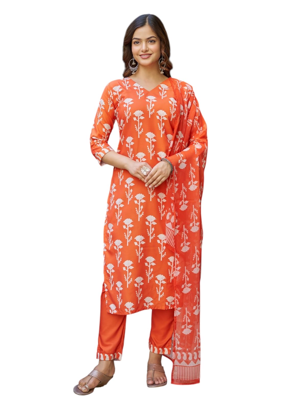 Costume ethnique traditionnel kurta imprimé en coton mélangé - 7