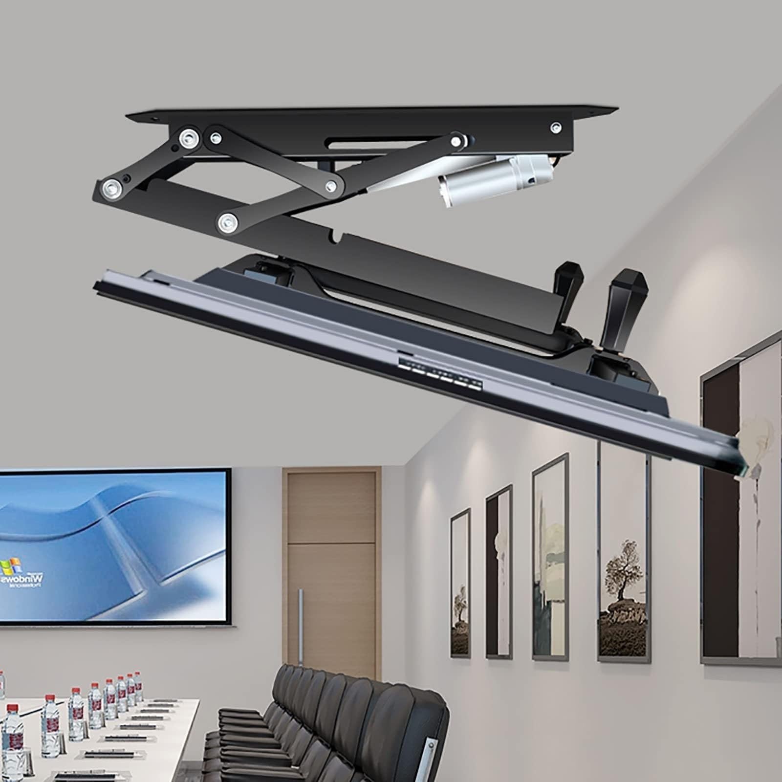 Support TV électrique pour plafond rabattable et télescopique automatique