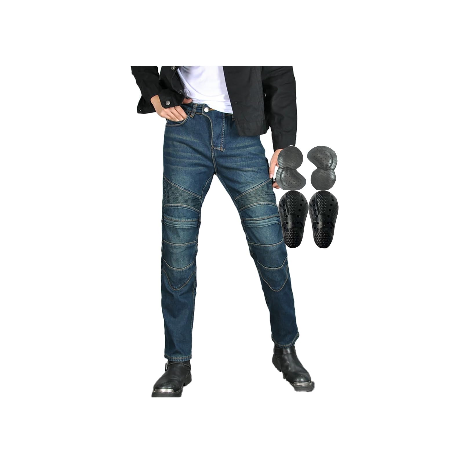 Pantaloni Da Moto Impermeabili Jeans/Pantaloni Da Equitazione Stile Invernale, Protettivi | Vestibilità Elasticizzata Con Protezioni CE Su Ginocchia*2/fianchi*2